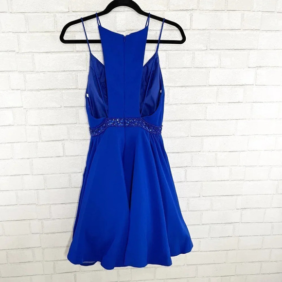 Mac Duggal Royal Blue Beaded A Line Back Cut Out Party Prom Dress Women's Size 2 - Picture 8 of 14